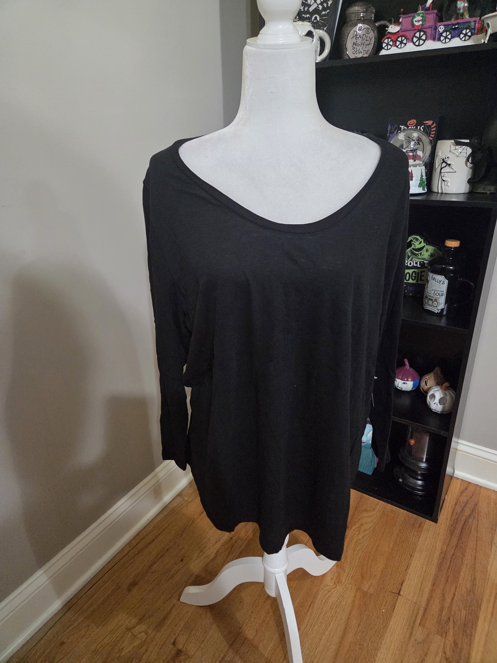 new directions Black Off-Shoulder Long Sleeve Top